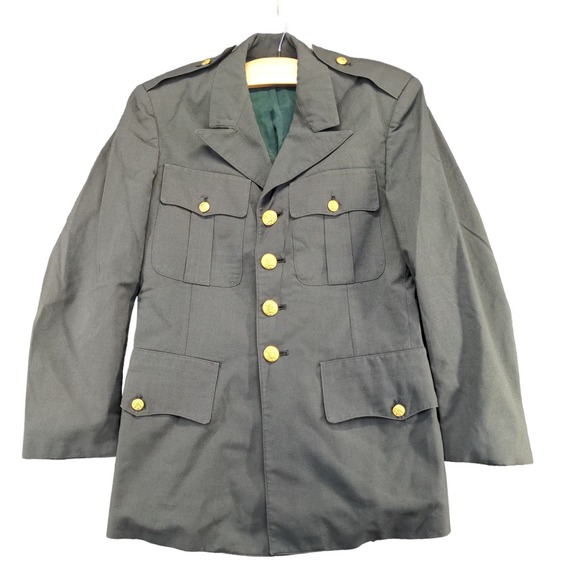 U.S. Army Tropical Dress Coat Green Size 34 Short Poly Wool Blend Uniform - Picture 1 of 14